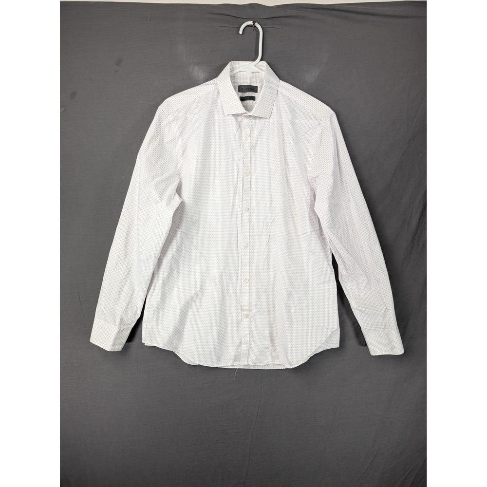 Calvin Klein Mens Extreme Slim Fit Performance Dress Shirt White Purple 16 32/33